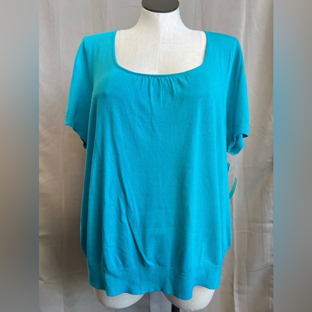 NWT Semantiks Turquoise Blue Short Sleeve Top Women’s 3X
